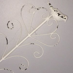 White Distressed Aged Iron Wall Display Anqitue Bird Scroll Weathered